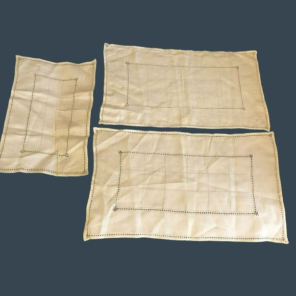 Battenburg Lace Dresser Scarf Set 3 Farmhouse Masculine - Picture 1 of 4